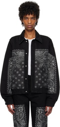 AMIRI Black & Gray Bandana Jacquard Denim Jacket