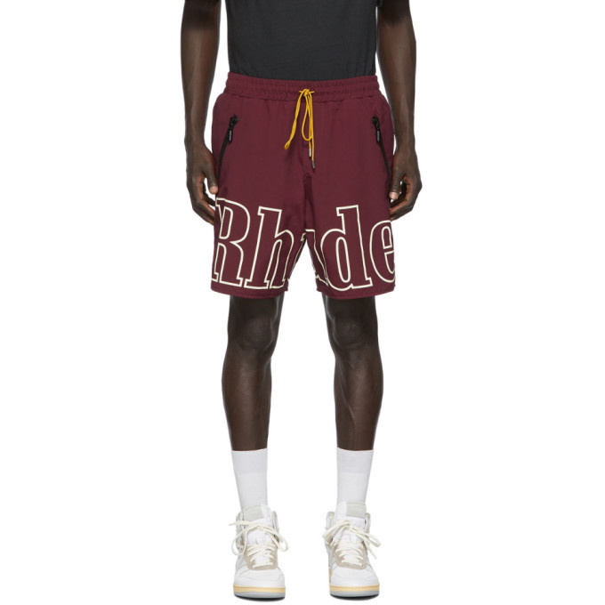 Photo: Rhude Burgundy Logo Swim Shorts