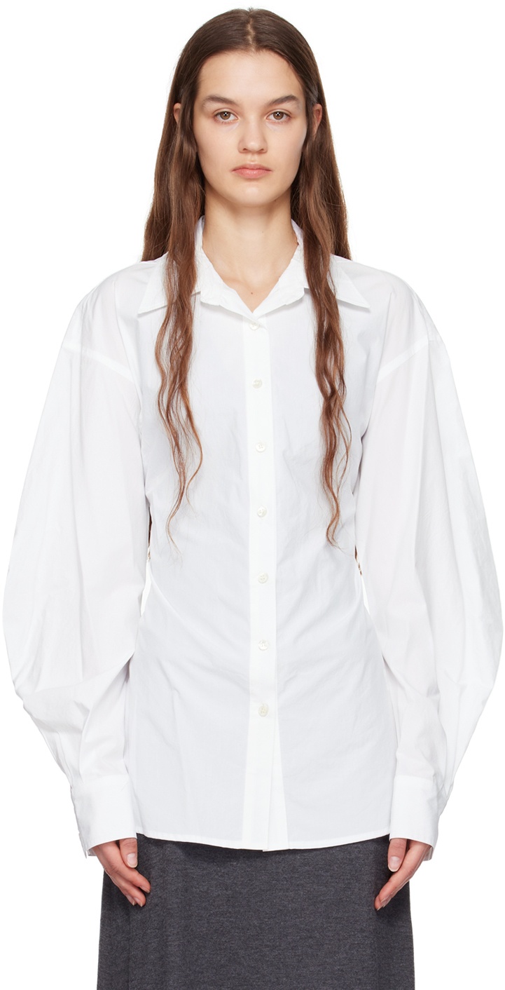 DRAE White Pleated Hem Shirt