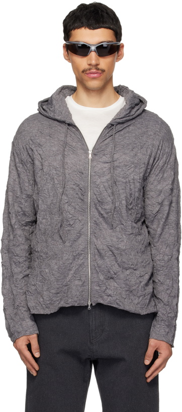 Photo: POST ARCHIVE FACTION (PAF) Gray Zip Archive Hoodie