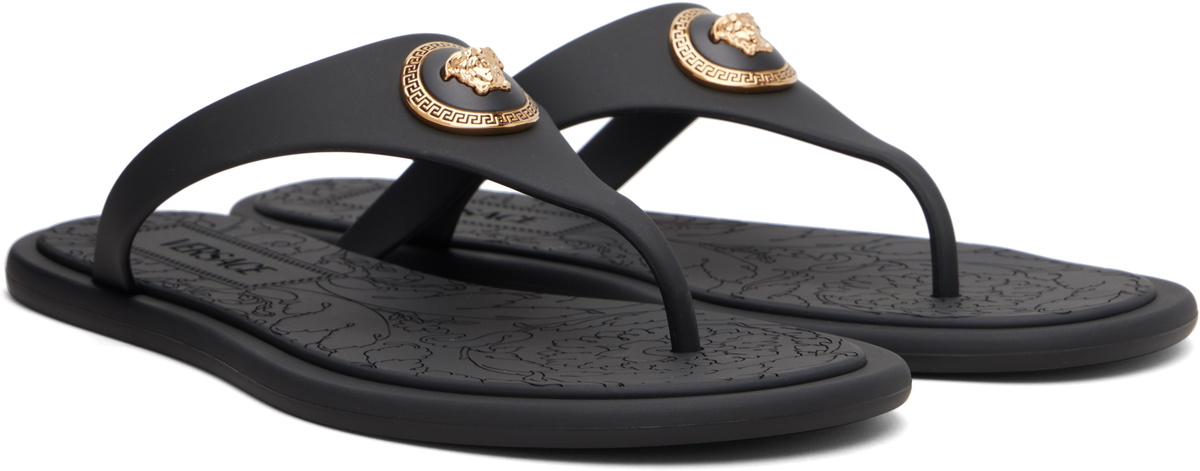 Versace Black Alia Rubber Flat Sandals