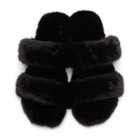 Saint Laurent Black Mink Bleach Slides