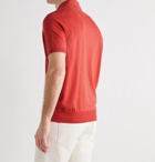 Brunello Cucinelli - Knitted Cotton Polo Shirt - Orange