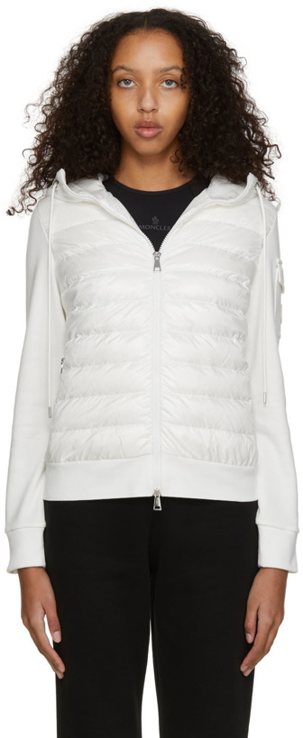 Photo: Moncler White Paneled Zip-Up Hoodie