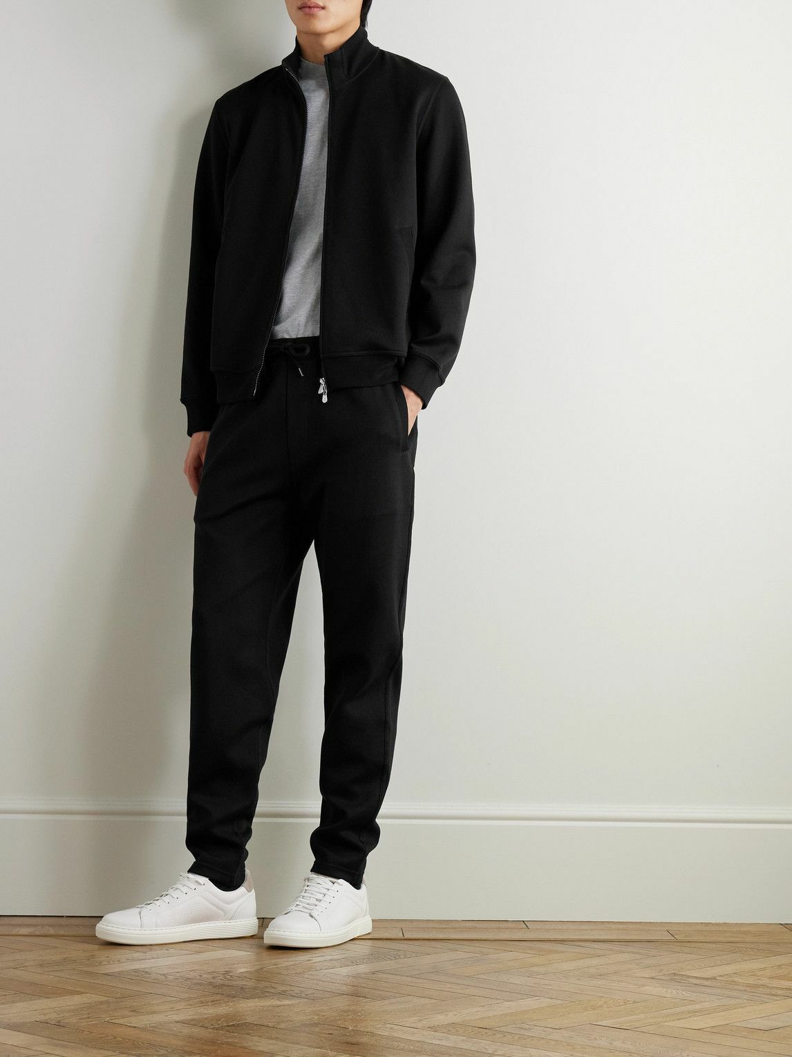 Brunello Cucinelli - Cotton-Blend Jersey Zip-Up Sweatshirt - Black