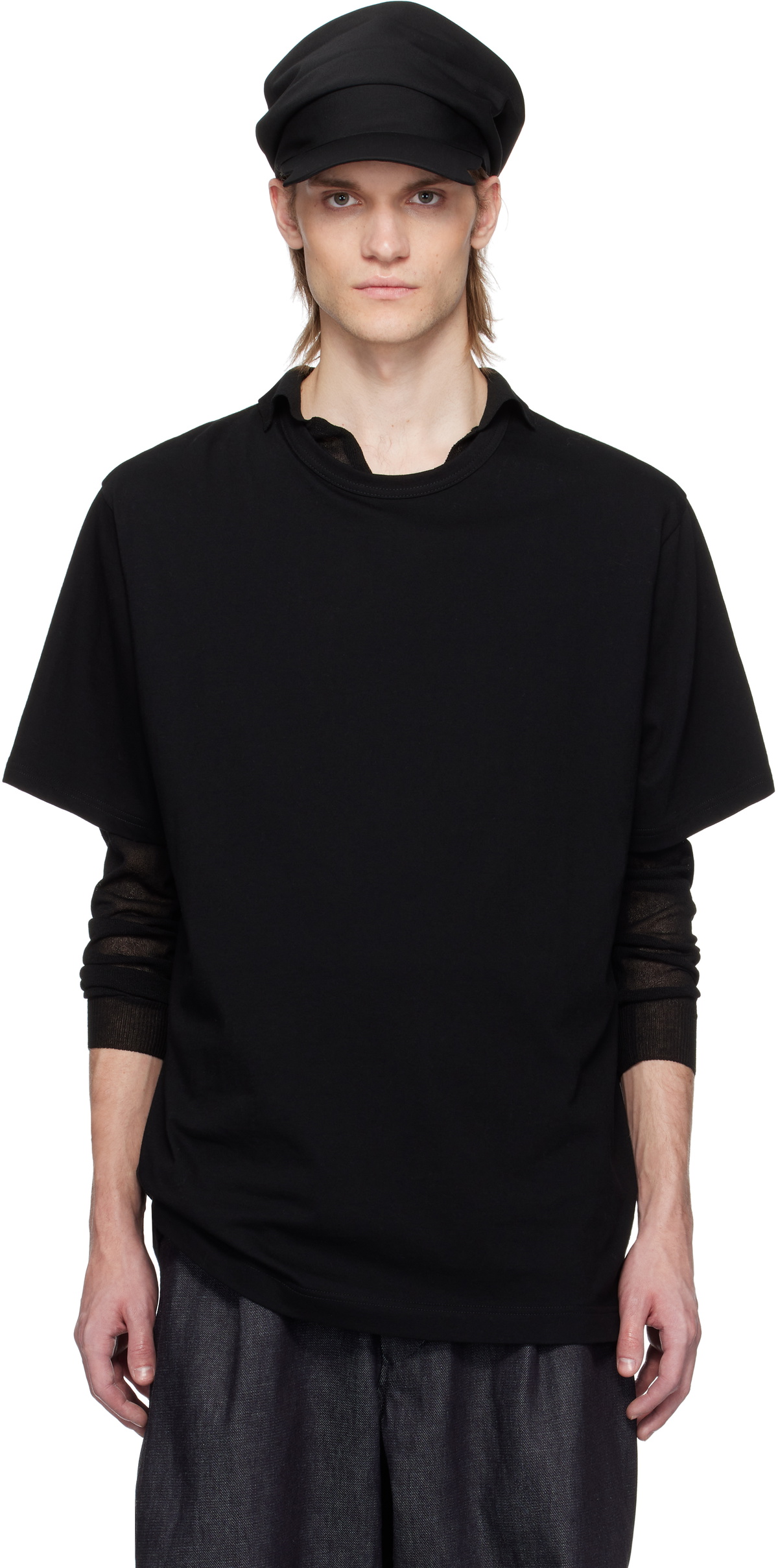 Y's For Men Black Logo Back Print T-shirt