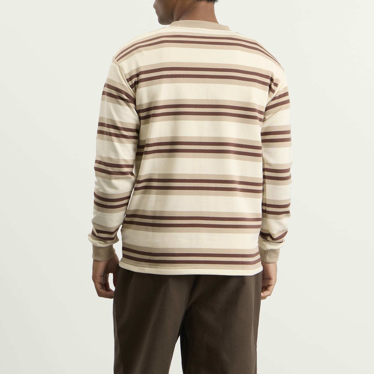 Bound Men's Stripe Long Sleeve T-Shirt in Latte