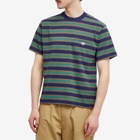 Danton Men's Stripe Pocket T-Shirt in Navy/Light Green