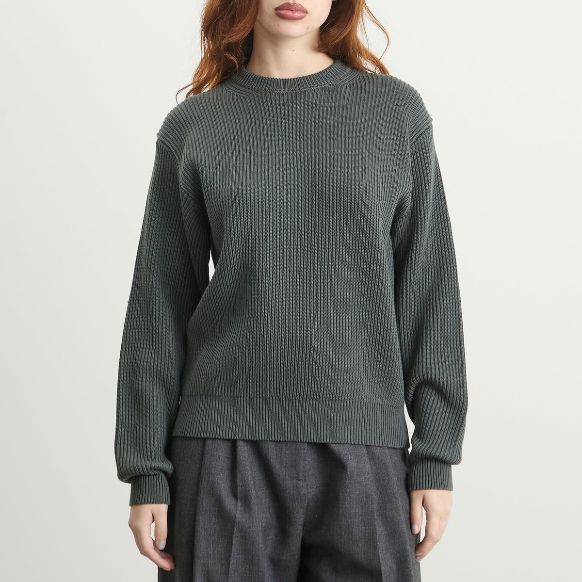 Auralee Women's Soft Rib Knit Pullover in Grey