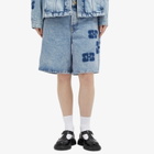 GANNI Women's Patch Denim Shorts in Mid Blue Stone