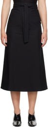 TOTEME Black Tie-Waist Midi Skirt