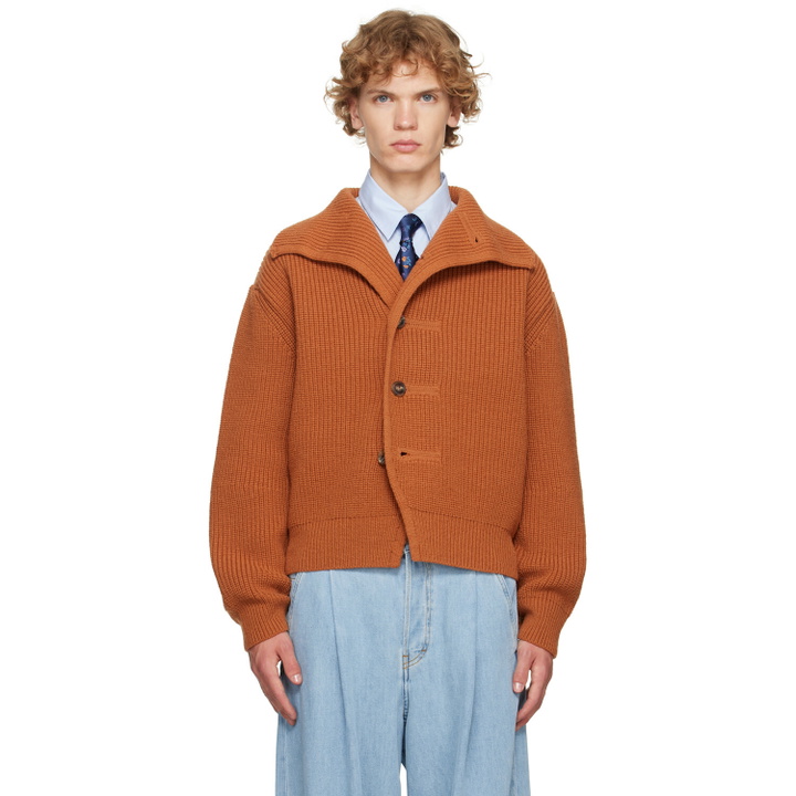 Photo: Dries Van Noten Orange Chunky Wool Cardigan