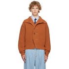 Dries Van Noten Orange Chunky Wool Cardigan