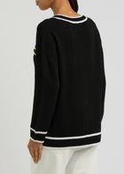 Alice + Olivia Bradford Wool-blend Cardigan Black And White