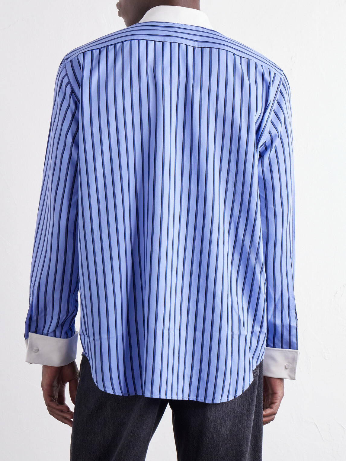 Acne Studios - Logo-Embroidered Striped Poplin Shirt - Blue