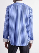 Acne Studios - Logo-Embroidered Striped Poplin Shirt - Blue