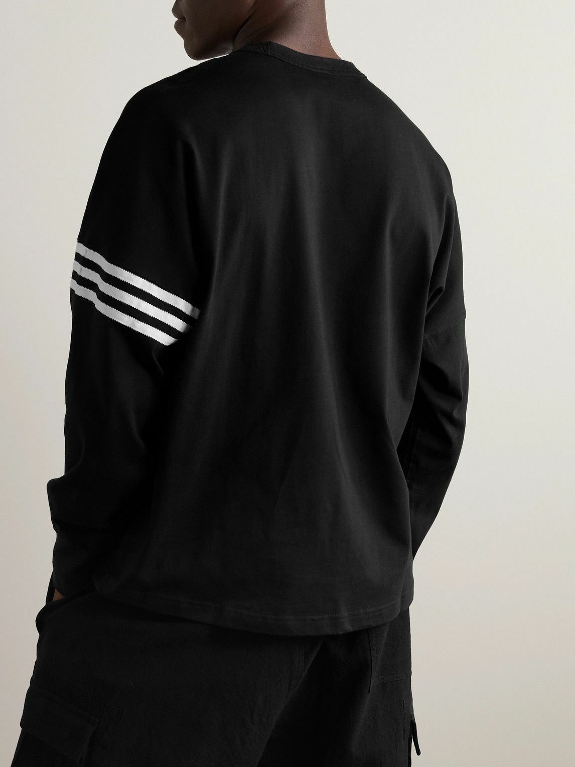 - adidas Originals adidas Cotton-Jersey Black Originals Sweatshirt Grosgrain-Trimmed Logo-Embroidered -