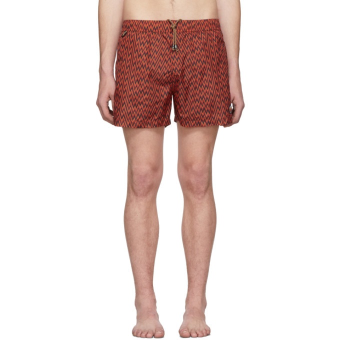 Photo: Missoni Red and Black Embroidered Patch Swim Shorts
