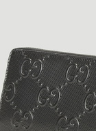 Perforated-Leather Zip-Around Wallet in Black