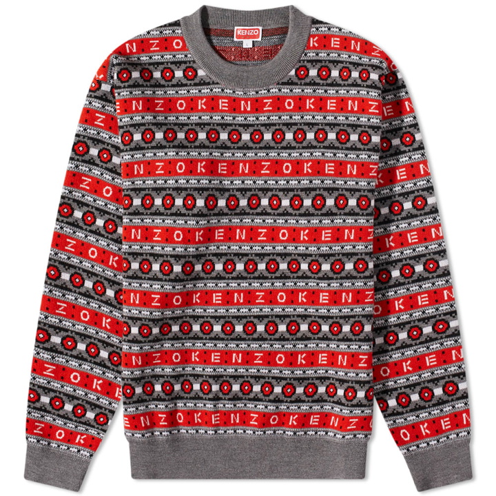 Photo: Kenzo Men's Logo Jaquard Crew Knit in Medium Red