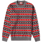 Kenzo Men's Logo Jaquard Crew Knit in Medium Red