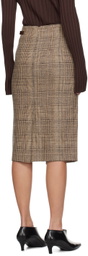 Recto Beige Check Wrapped Midi Skirt