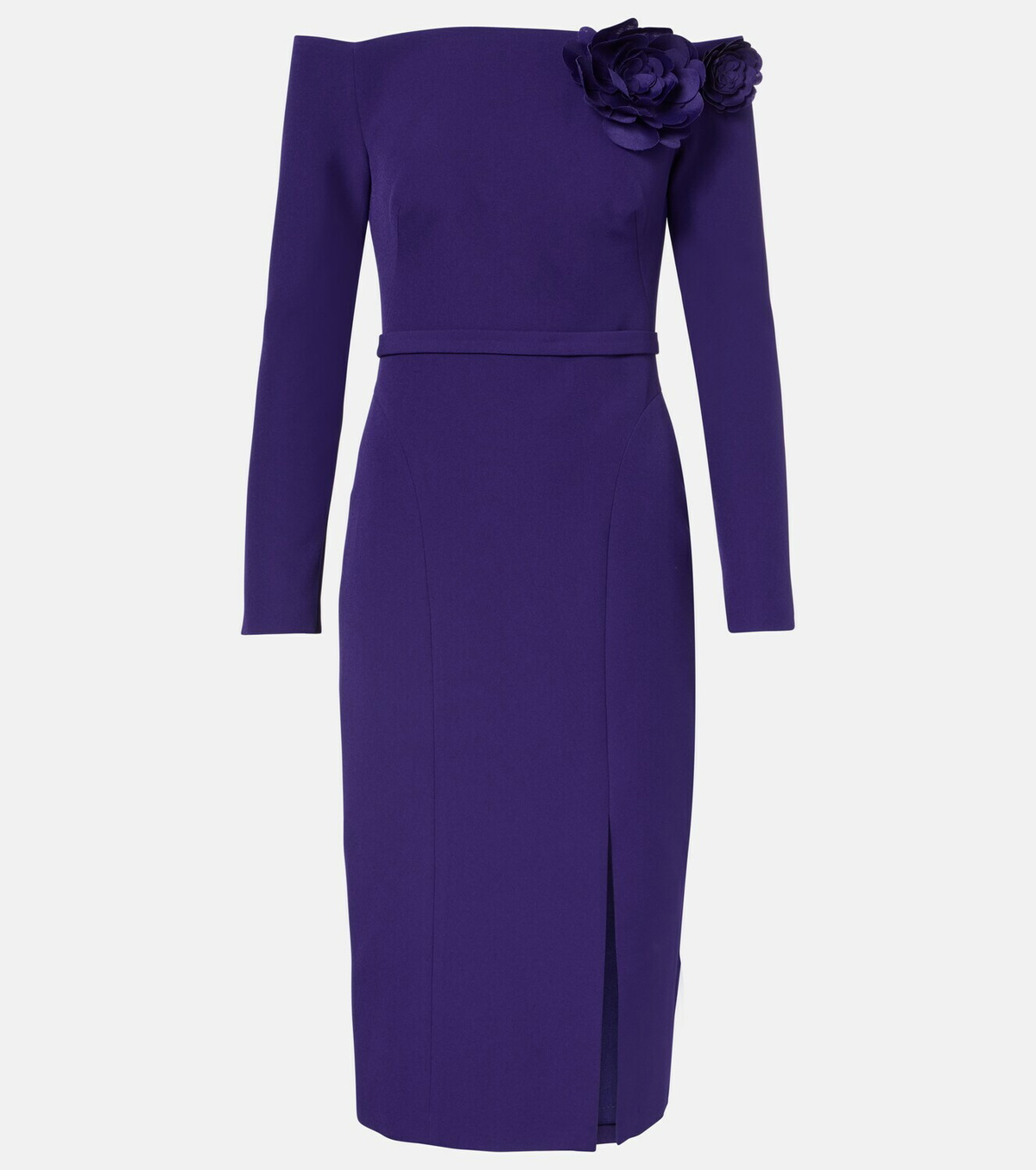 Safiyaa Jay floral-appliqué crêpe midi dress