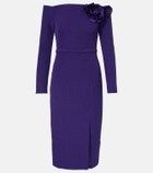 Safiyaa Jay floral-appliqué crêpe midi dress