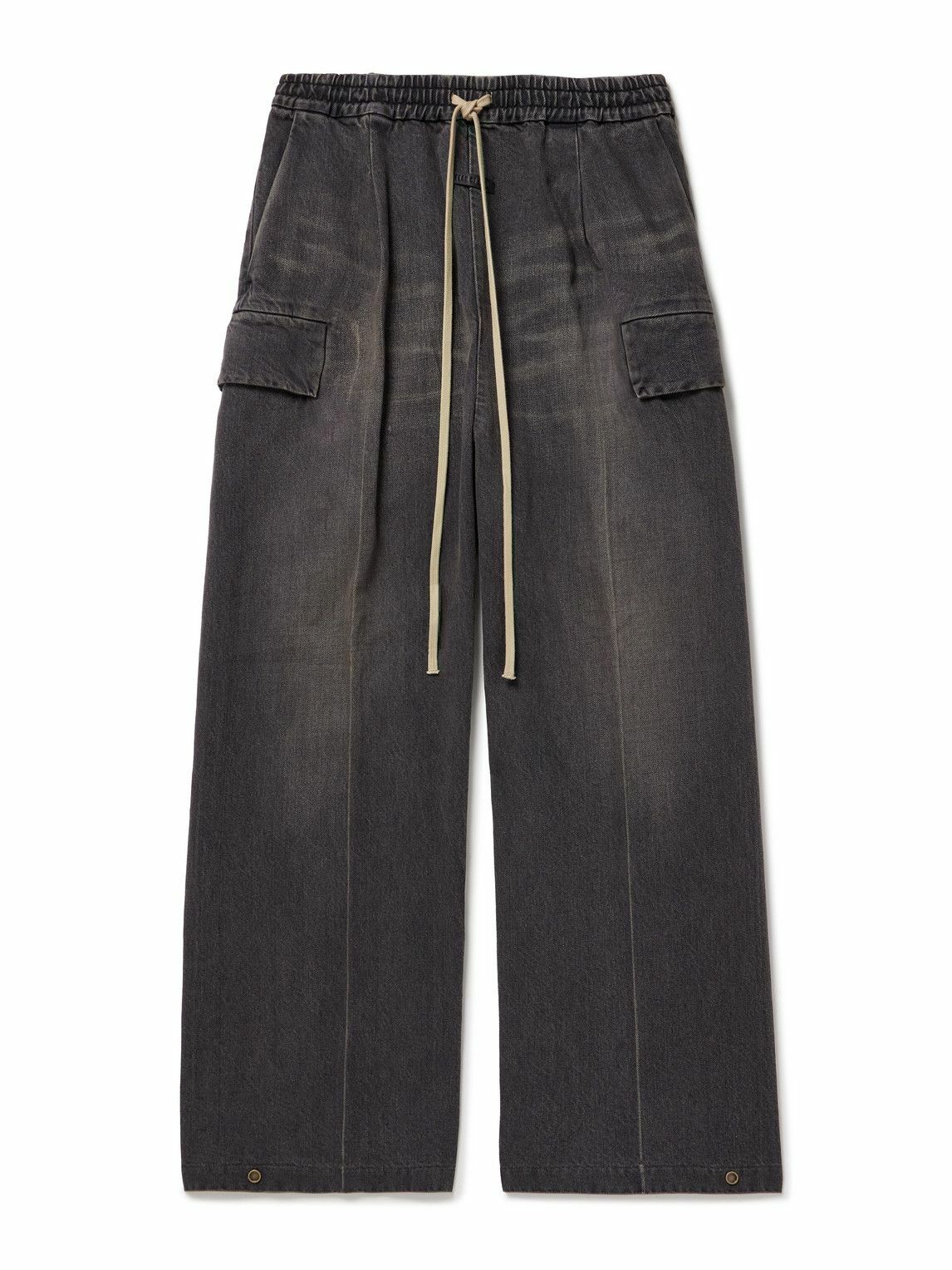 Fear of God - Wide-Leg Denim Drawstring Cargo Trousers - Gray Fear