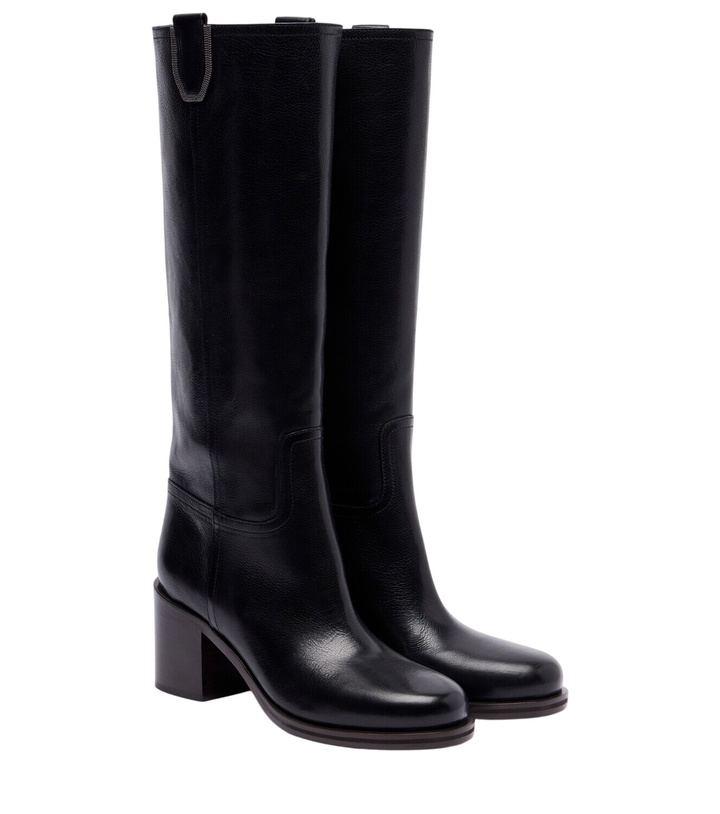 Photo: Brunello Cucinelli Leather knee-high boots