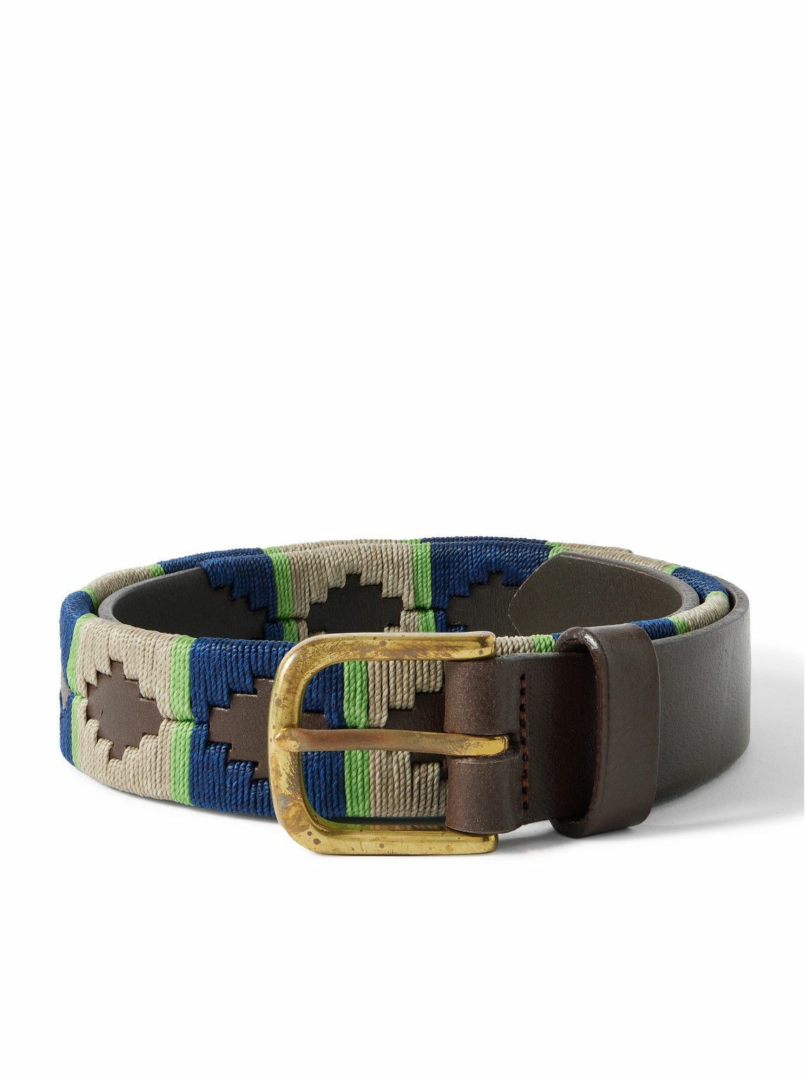 Sid Mashburn - 3cm Embroidered Leather Belt - Green Sid Mashburn display picture 3