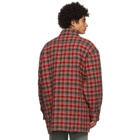 Acne Studios Red and Grey Quilted Over Shirt