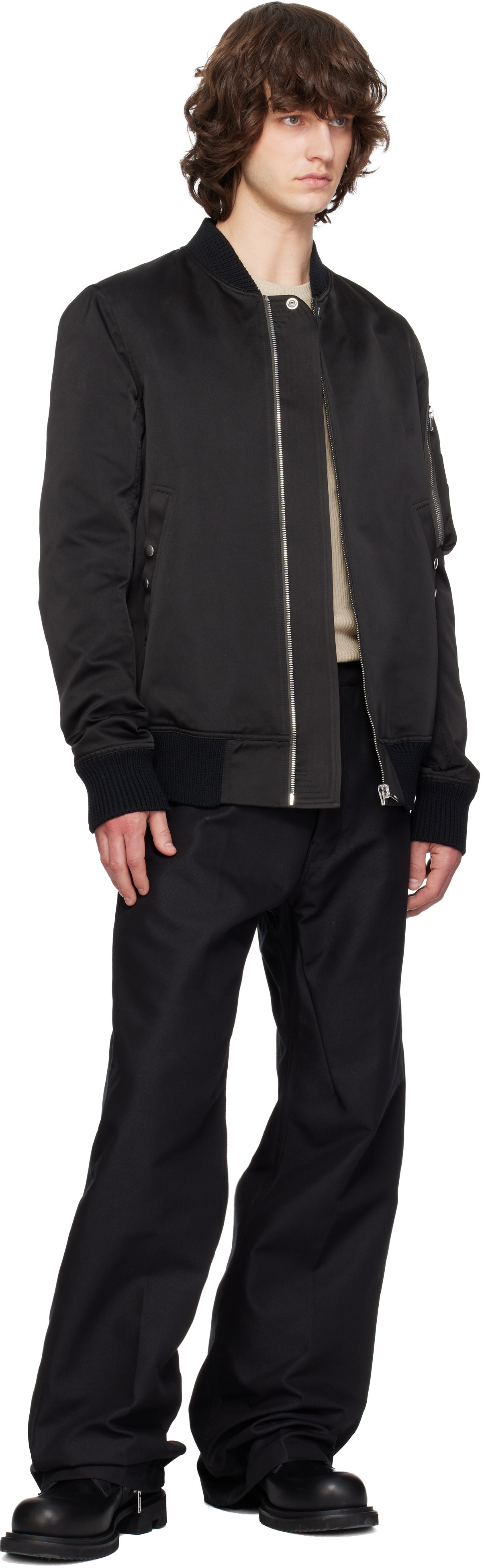Rick Owens Black Temple Classic Flight Bomber Jacket