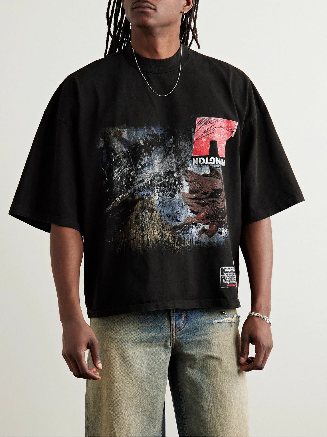 RRR123 - It Was Written Logo-Print Cotton-Jersey T-Shirt - Black