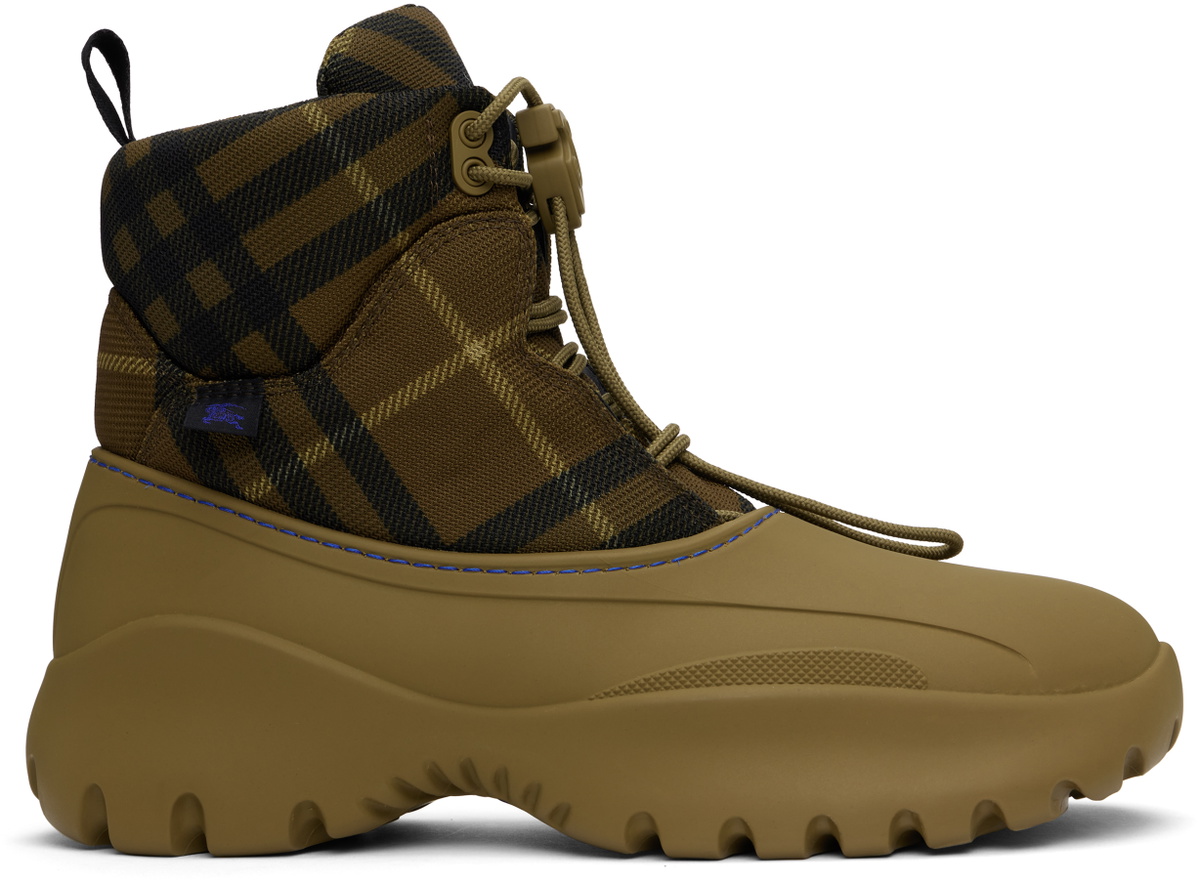 Burberry Khaki Check Scoot Trek Boots