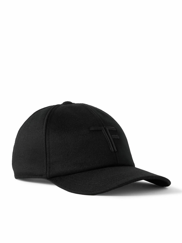 Photo: TOM FORD - Leather-Trimmed Logo-Embroidered Cashmere Baseball Cap - Black