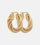 Bottega Veneta - Twist gold-plated and leather hoop earrings