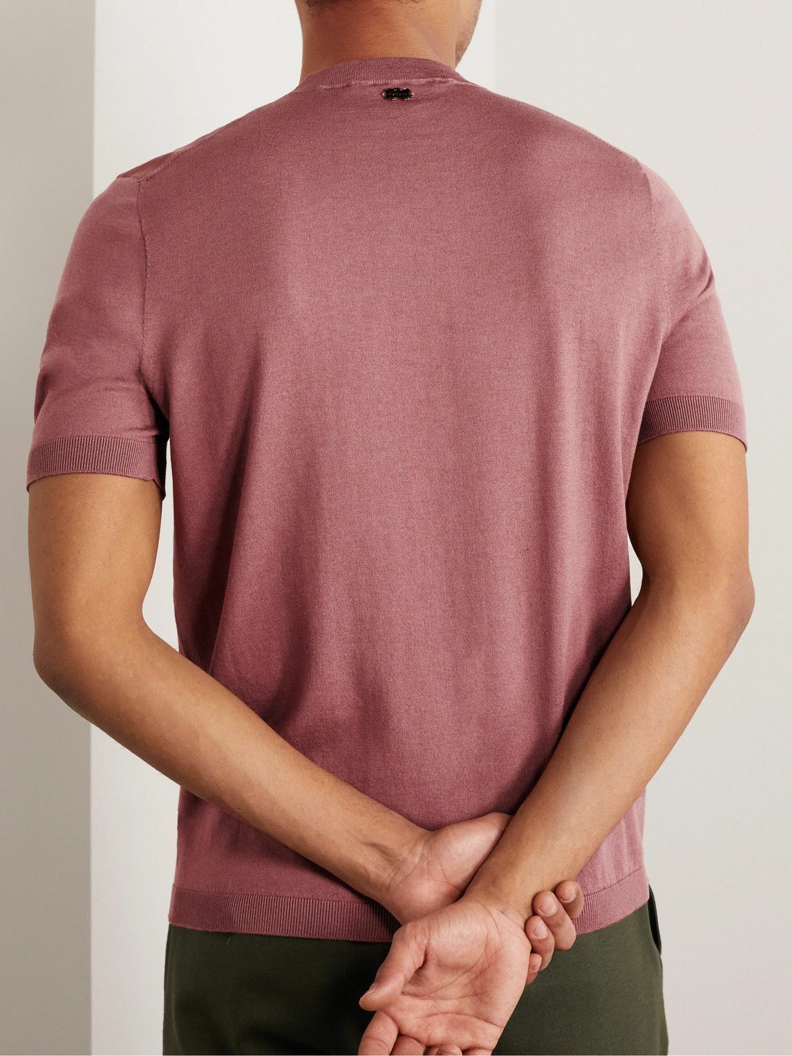 Agnona SlimFit Silk and CottonBlend Jersey TShirt Pink Agnona