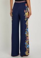 Etro Printed Straight-leg Silk Trousers Denim