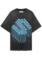Satoshi Nakamoto Gridlock Embellished Distressed Cotton T-shirt Black Other