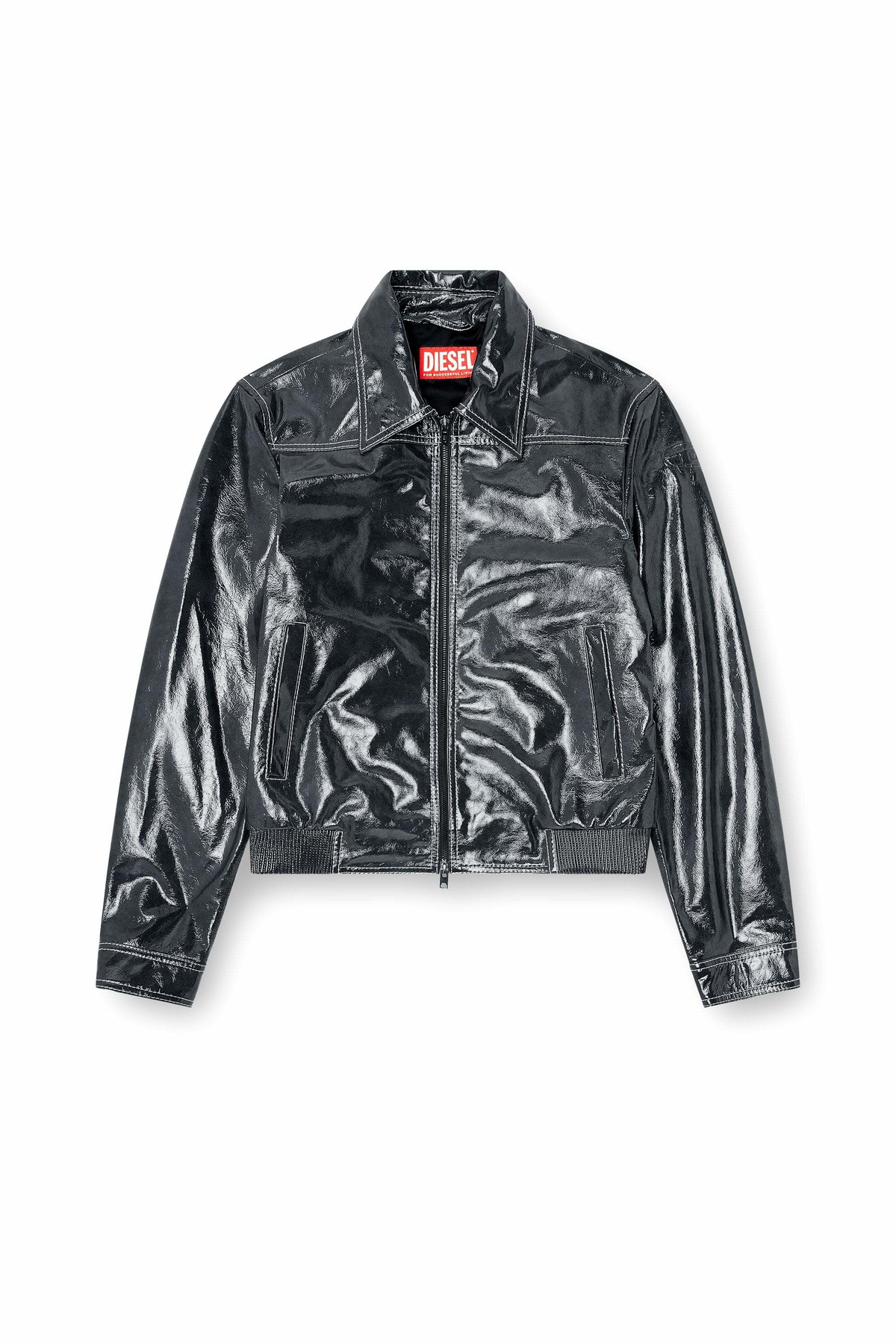 Diesel Patent-leather jacket - Leather jackets Mens in Grey