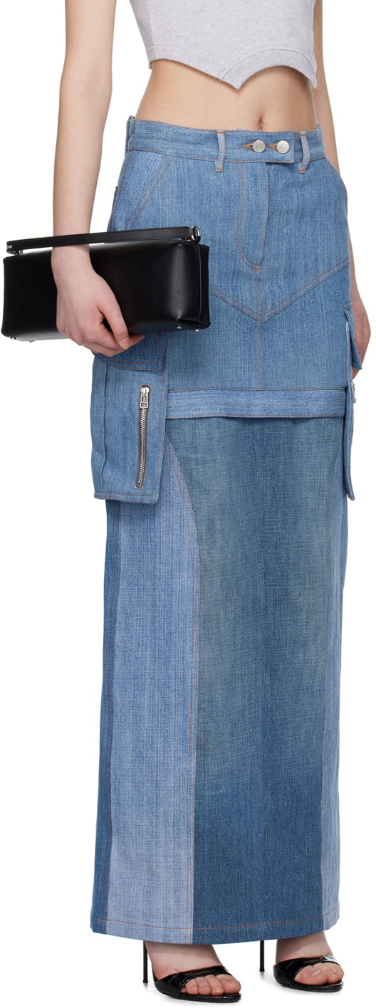 SRVC Blue Uma Denim Midi Skirt