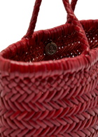 Dragon Diffusion Mini Flat Gora Woven Leather top Handle bag - Red - One Size