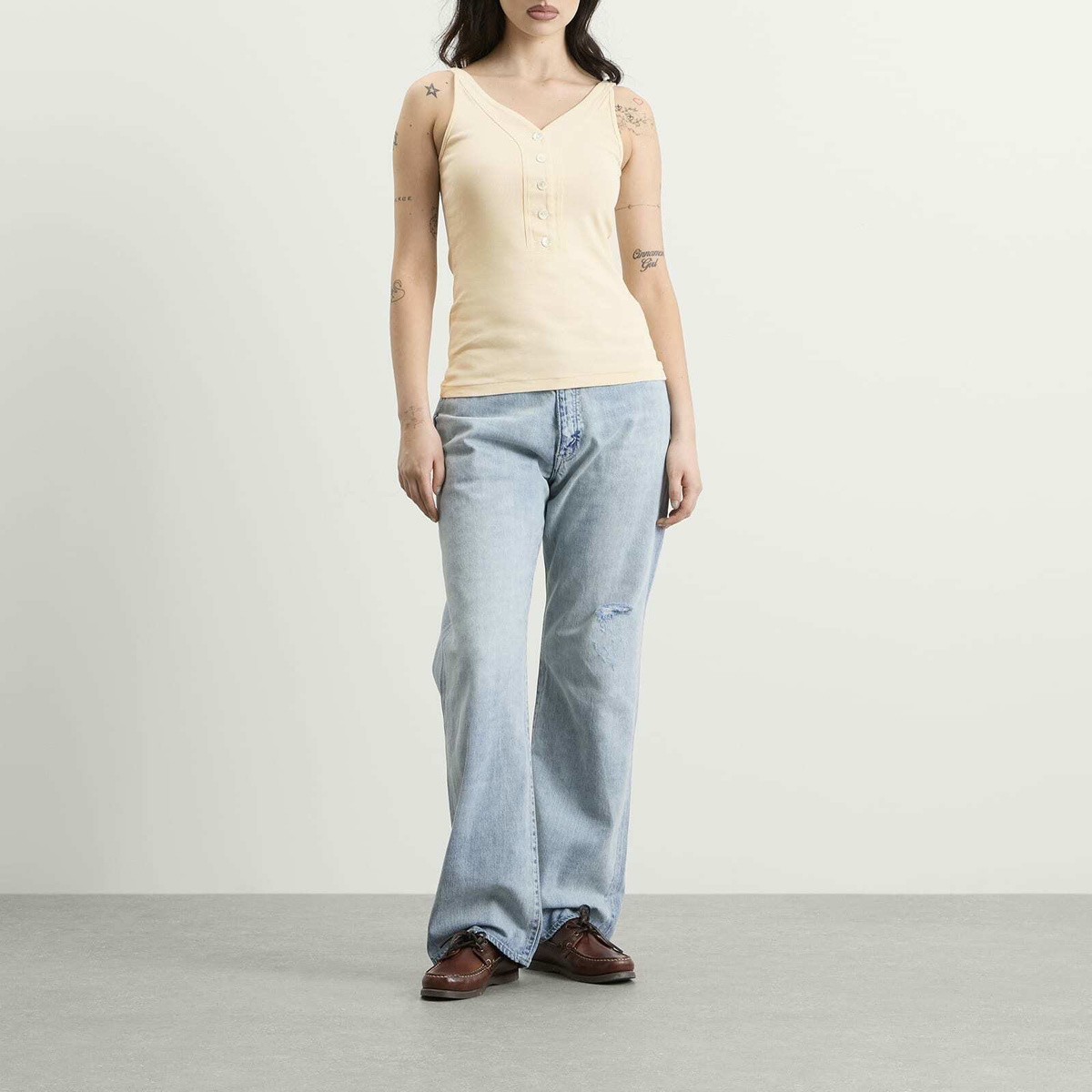 Auralee Women's Organic Cotton Fine Rib Tank Top in Ivory