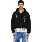 Chopova Lowena Black Fuzzy Pearl Zip Hoodie