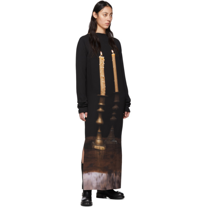 S.R. STUDIO. LA. CA. Black Silk Two Candles Long Sleeve Gown