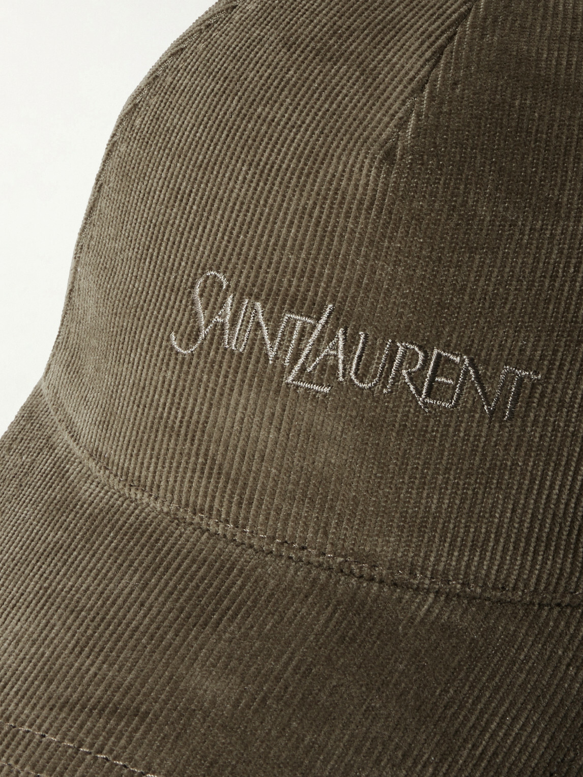 SAINT LAURENT - Logo-Embroidered Cotton-Corduroy Baseball Cap - Green