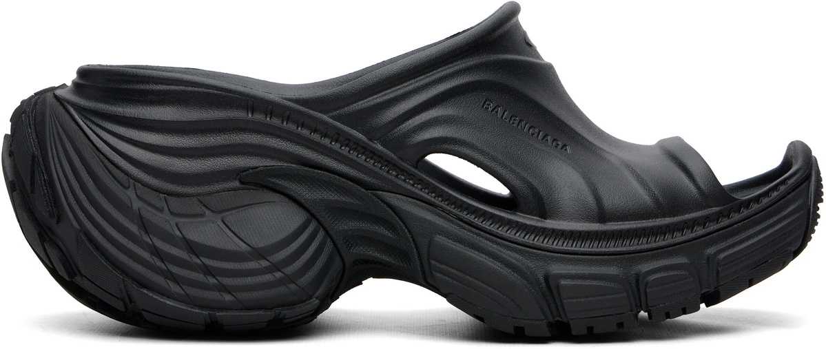 Balenciaga Black Furry Slide Sandals Balenciaga