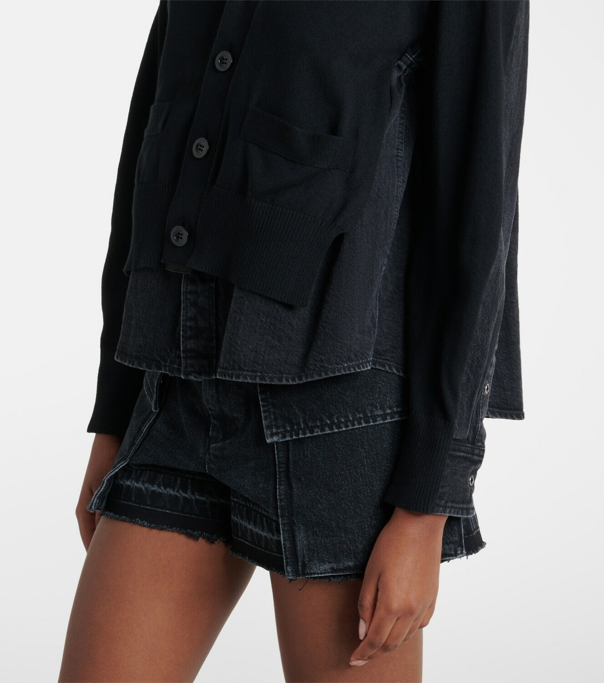 Sacai Paneled cotton-blend cardigan