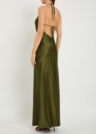 Reformation Jeany Halterneck Silk Maxi Dress Dark Green